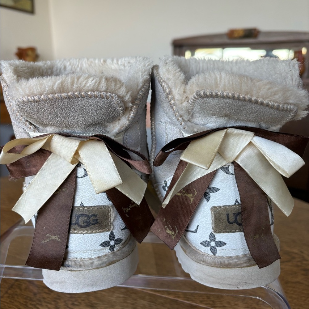 UGG Louis Vuitton Bailey Bow Custom Ivory Women’s Boots Size 7